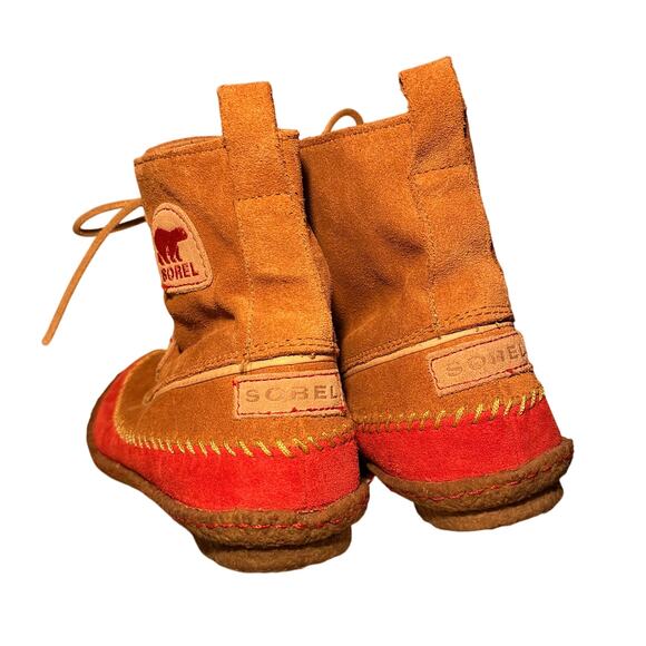 Sorel Joplin II Suede Moccasin Boots Tan Red Women’s Size 6 Rare Color - Picture 3 of 6